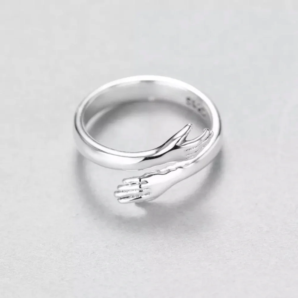 “Bear Hug” Minimalist Cute/Dainty Silver Love Ring